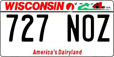 WI license plate 727NOZ