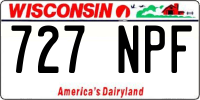 WI license plate 727NPF
