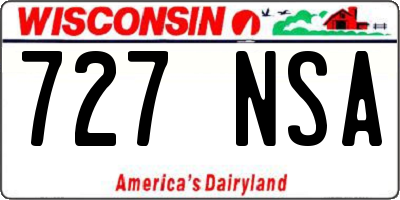 WI license plate 727NSA