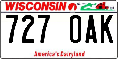WI license plate 727OAK
