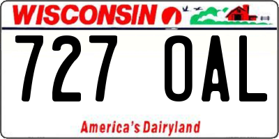 WI license plate 727OAL