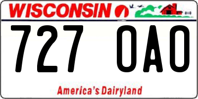 WI license plate 727OAO
