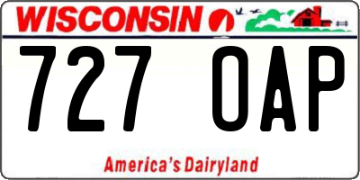 WI license plate 727OAP