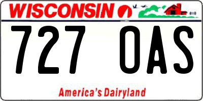 WI license plate 727OAS