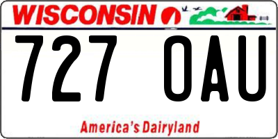 WI license plate 727OAU