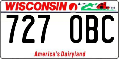 WI license plate 727OBC