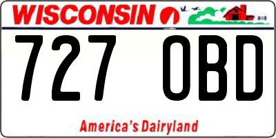 WI license plate 727OBD