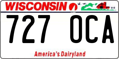 WI license plate 727OCA