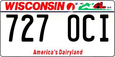 WI license plate 727OCI