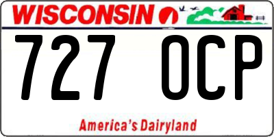 WI license plate 727OCP