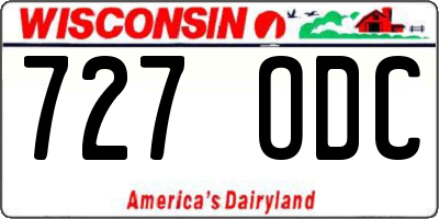 WI license plate 727ODC