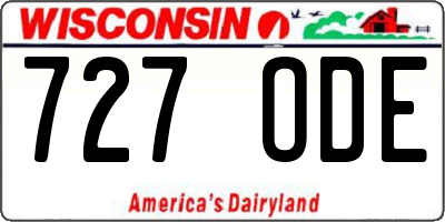WI license plate 727ODE