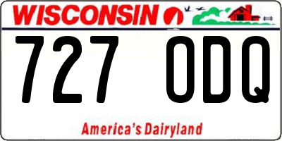 WI license plate 727ODQ