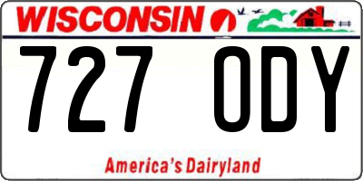 WI license plate 727ODY