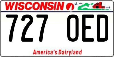 WI license plate 727OED