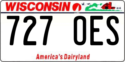 WI license plate 727OES
