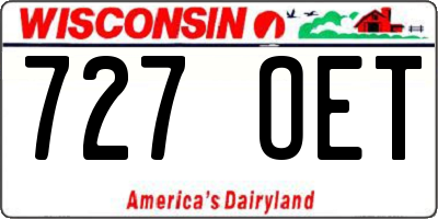 WI license plate 727OET