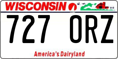 WI license plate 727ORZ