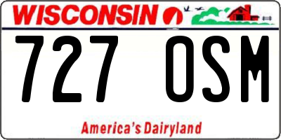 WI license plate 727OSM