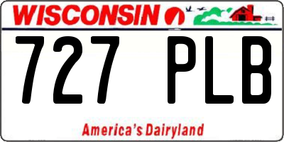 WI license plate 727PLB