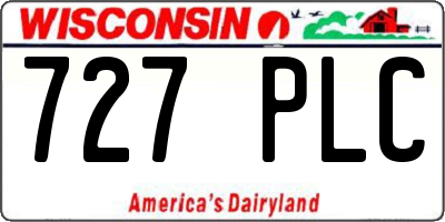 WI license plate 727PLC