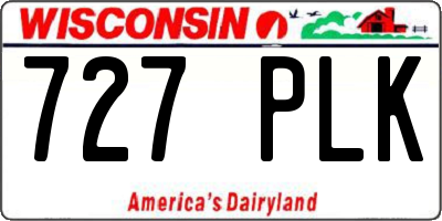 WI license plate 727PLK