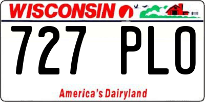 WI license plate 727PLO