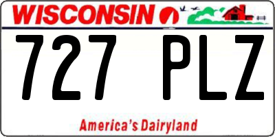 WI license plate 727PLZ