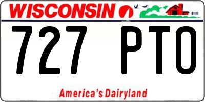 WI license plate 727PTO