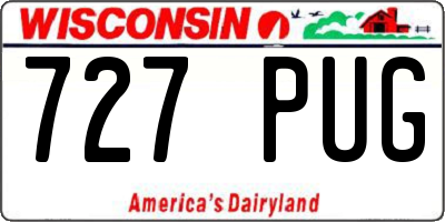 WI license plate 727PUG