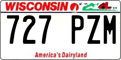 WI license plate 727PZM