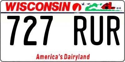 WI license plate 727RUR