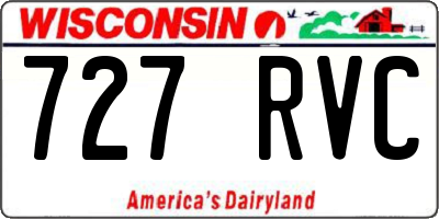 WI license plate 727RVC