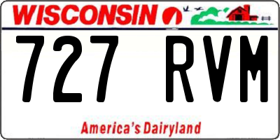 WI license plate 727RVM