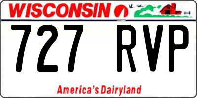 WI license plate 727RVP