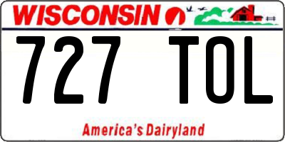 WI license plate 727TOL