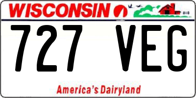 WI license plate 727VEG