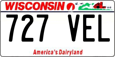 WI license plate 727VEL