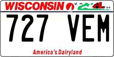 WI license plate 727VEM