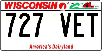 WI license plate 727VET