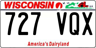 WI license plate 727VQX