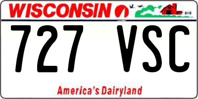 WI license plate 727VSC