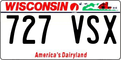 WI license plate 727VSX
