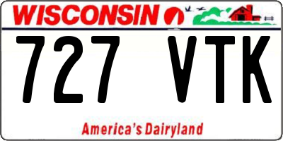 WI license plate 727VTK