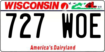 WI license plate 727WOE