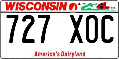 WI license plate 727XOC