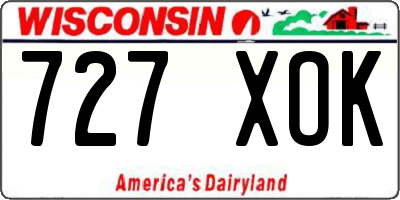 WI license plate 727XOK