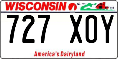 WI license plate 727XOY