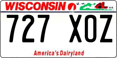WI license plate 727XOZ