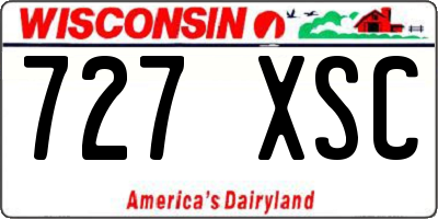 WI license plate 727XSC